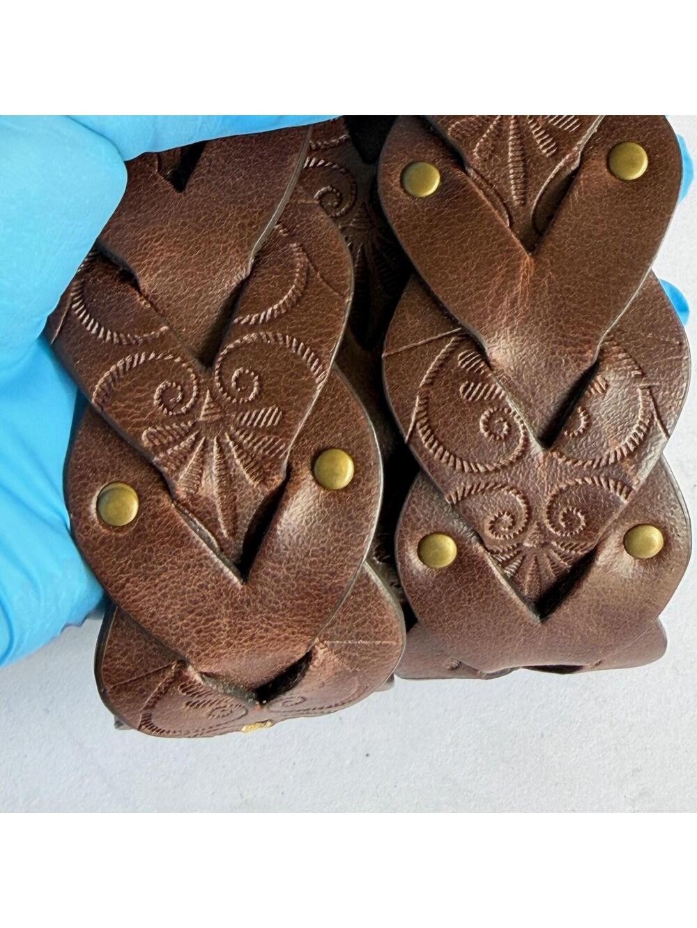 Kohl's Brown Braided Embossed Belt Women's Size 1X Antique Brass Buckle - Picture 6 of 6